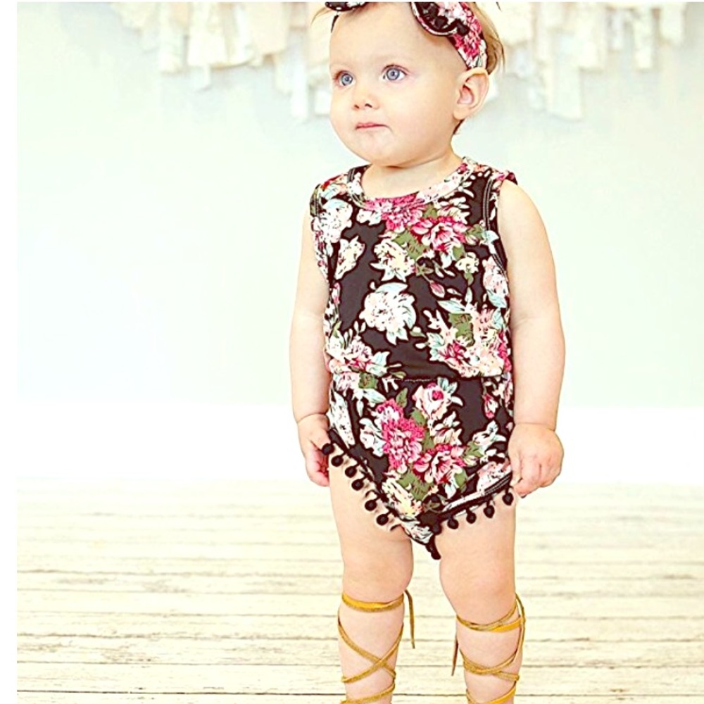 Newborn Baby Girl Rompers  tanssel Sleeveless - Picture 2 of 8